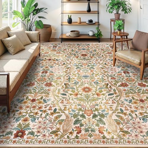 8x10 Large Area Rug Floral Botanical Boho Carpet by NakedCloud