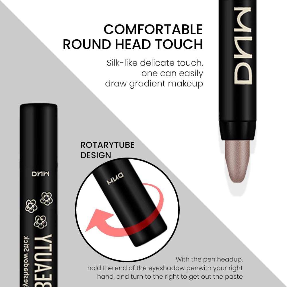 evpct 2Pcs Cream Eye Shadow Brightener Sticks Set for Eyes, Caramel Matte Pencil Eye shadow Applicator Stick Pen Palette Makeup Waterproof sombras en crema para ojos 19 + 22