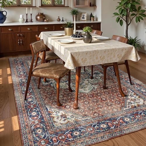 Washable Area Rug 4' x 6' Vintage Traditional Persian Mat - Image 3