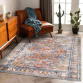 CHAMPLANT Washable Area Rug 5'x7' Retro Boho Chic Medallion Distressed Design by CHAMPLANT