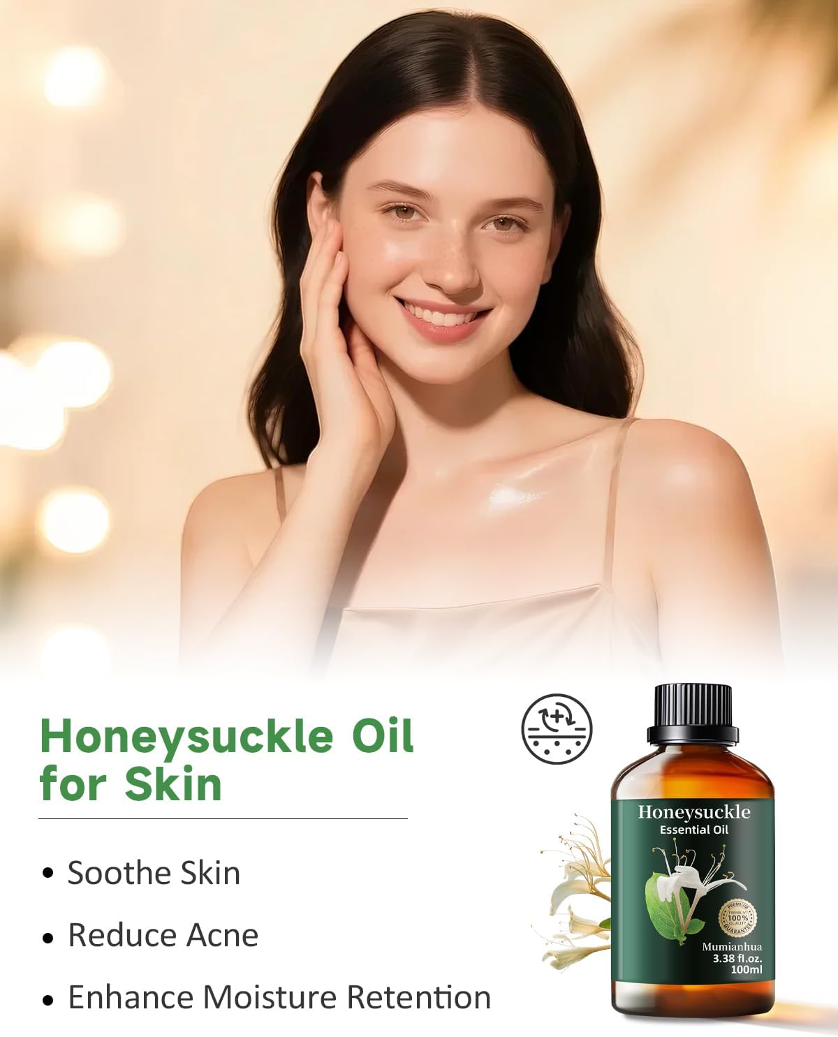 Mumianhua 100% Pure Honeysuckle Essential Oil - Therapeutic Grade Natural Honeysuckle Oil for Large Room Humidifier, Bedroom & Laundry | Floral for Diffuser, Skin & Candle,Perfume Crafts 3.38 Fl Oz