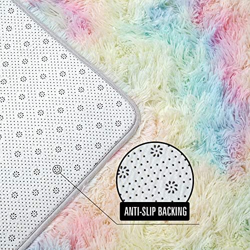 AROGAN Fluffy 6x9 Rainbow Area Rugs - Image 3