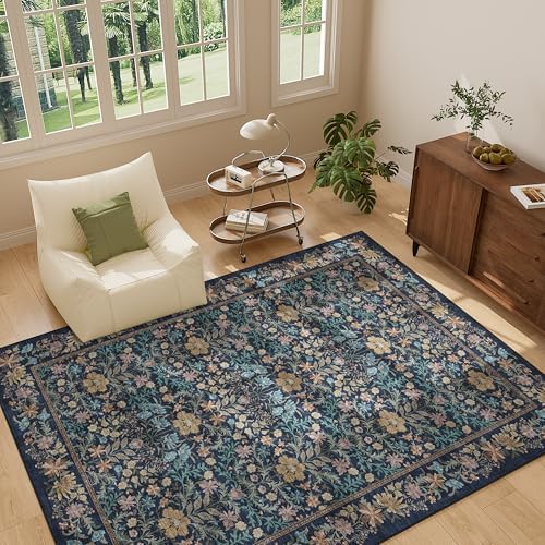 DUKINO 5x7 Area Rugs, Vintage Floral Washable Rug - Image 2