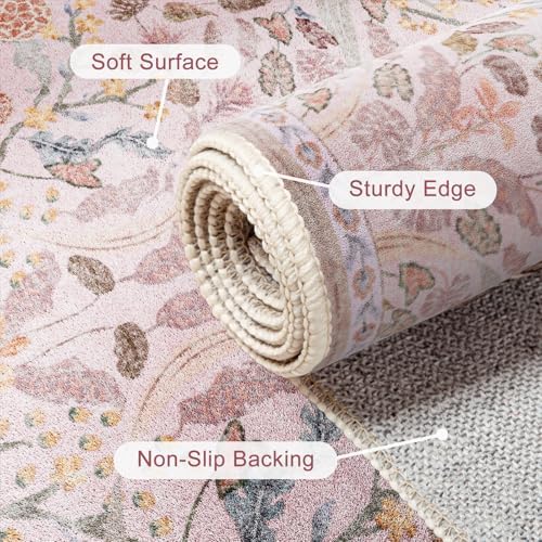 AMTOVO 6x9 Washable Area Rugs for Living Room, Non-Slip Colorful Floral rug - Image 6