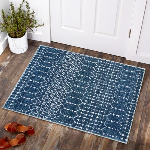 Lahome Moroccan Indoor Rugs for Entryway 2x3 Area Rug Non-Slip Backing Washable by Lahome