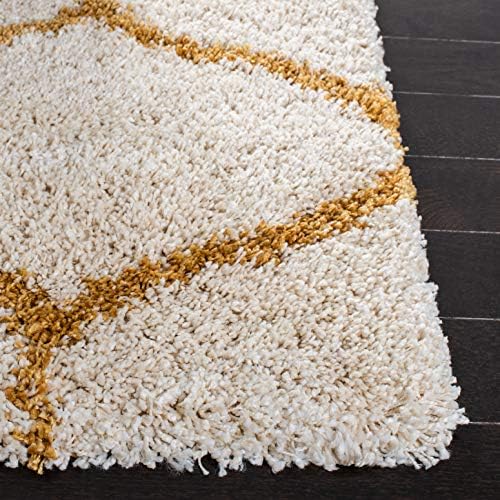 SAFAVIEH Hudson Shag Rug 5'3"x7'6", Soft Plush Modern Ivory & Gold SGH280F - Image 4