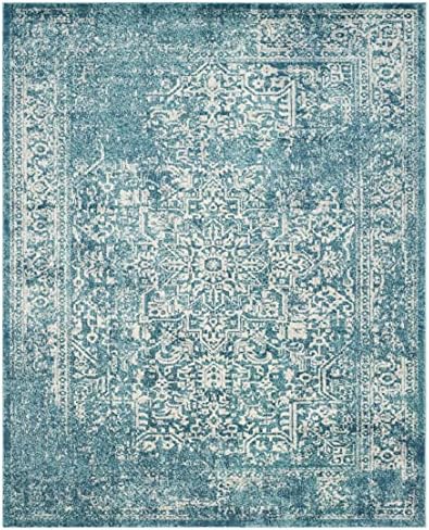 SAFAVIEH Evoke Area Rug 9x12, Large Blue & Ivory EVK256C - Image 3