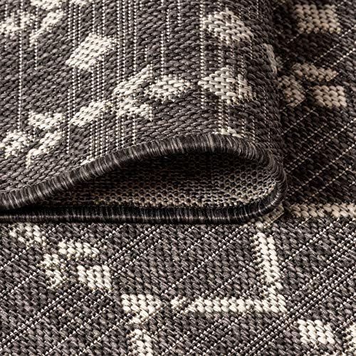 JONATHAN Y Moroccan Geometric Indoor Outdoor Round Area Rug 9 Ft Black/Gray - Image 4