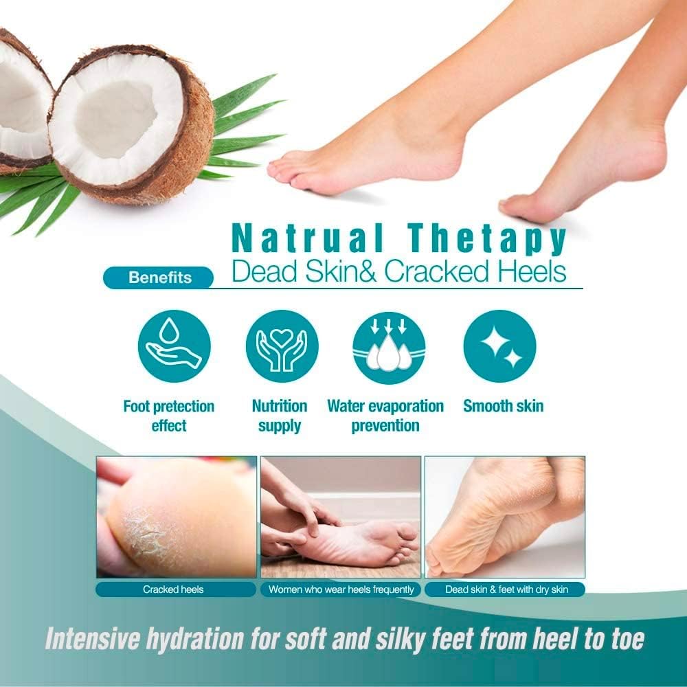 Epielle Intensive Repairing Foot Masks 6 Pairs, Deep Moisturizing Socks for Dry Feet & Cracked Heels, Repair with Coconut Oil & Milk Extract, Korean Skin Care, Spa Set, Self Care Gifts for Women