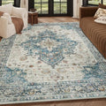 5x7 Blue Washable Area Rug for Living Room, Vintage Print by Unknown