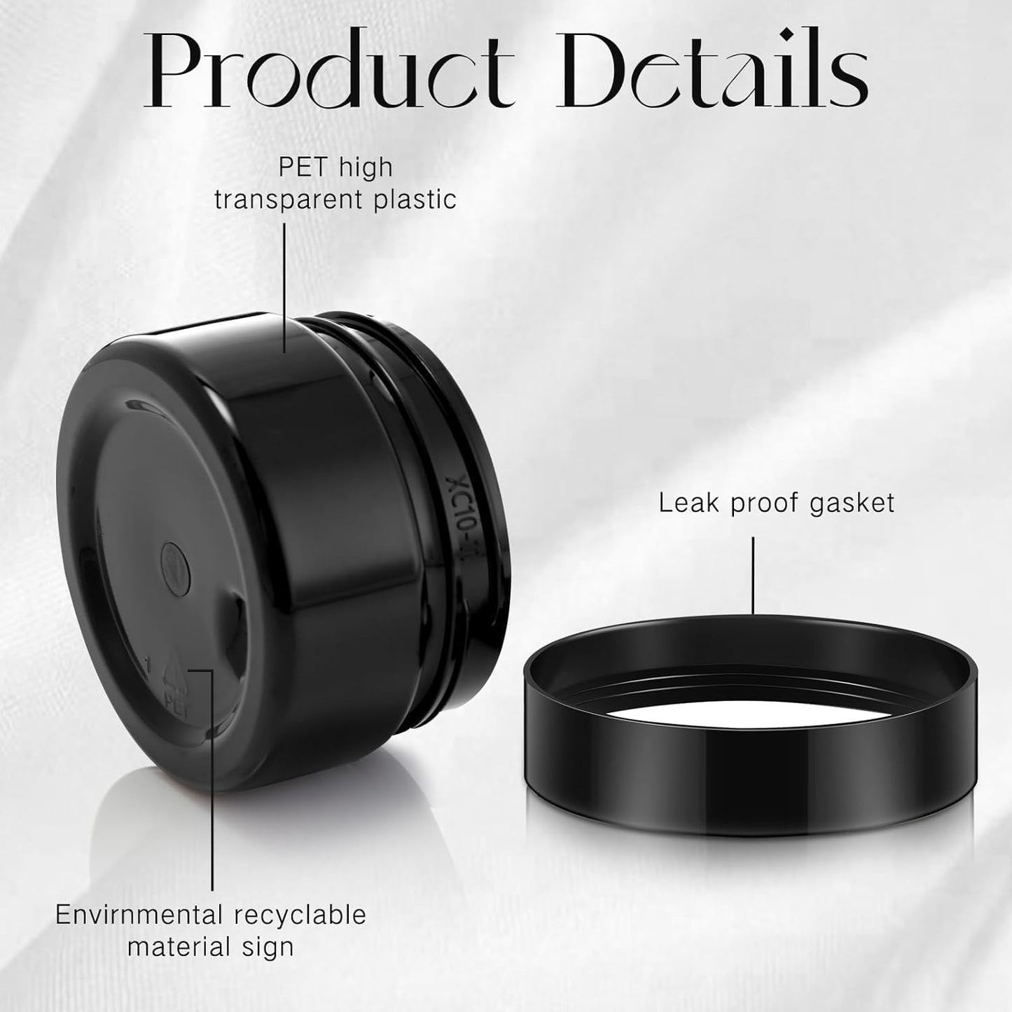 SATINIOR 24 Pieces Empty Clear Plastic Jars with Lids Round Storage Containers Wide Mouth for Beauty Product Cosmetic Cream Lotion Liquid Butter Craft and Food(Black,1 oz)