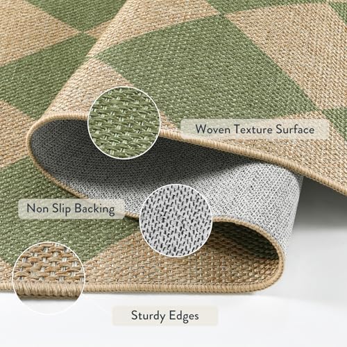 Lahome Checkered Easy Jute Hallway Runner Rug, 2x8 Outdoor Rugs Washable - Image 4