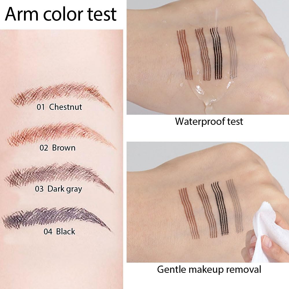 Eyebrow Ink Pencil by Brow Stylist -Micro 4 Point Brow Pen Lift & Snatch Eyebrow Pen Kits with 3 Eyebrow Stencil Long-Lasting Waterproof Natural Eyebrow Hair(1Pc 01# chestnut colour)