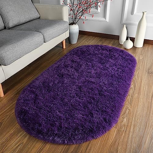 Softlife Oval Fluffy Rugs for Bedroom, 2.6 x 5.3 Feet Shag Cute Area Rug for - Image 2