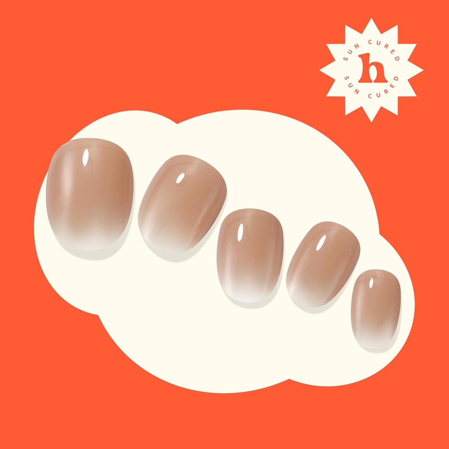Semi Cured Gel Nail Strips | No LED Lamp Needed | Ombre, Nude | Easy Apply & Remove, Salon Quality | Includes 28 Strips, 1 Prep Pads, Nail File & Wooden stick - Hey, You're Gorgeous