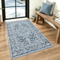 KUTA 3x5 Entryway Rug Washable Area Rugs Vintage Kitchen Rugs Blue White by KUTA