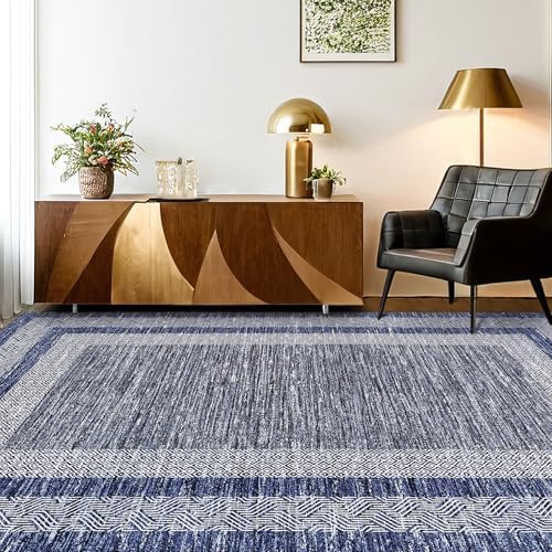 GarveeHome 10x13 Large Washable Area Rug Blue Non Slip Non Shedding Carpet - Image 2