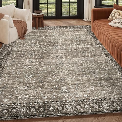 6x9 Grey Brown Washable Area Rug - Image 6