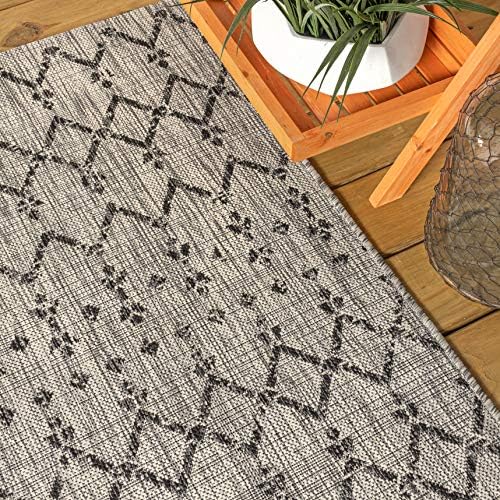 JONATHAN Y Moroccan Geometric Indoor Outdoor Runner Rug 2X8 Light Gray/Black - Image 6