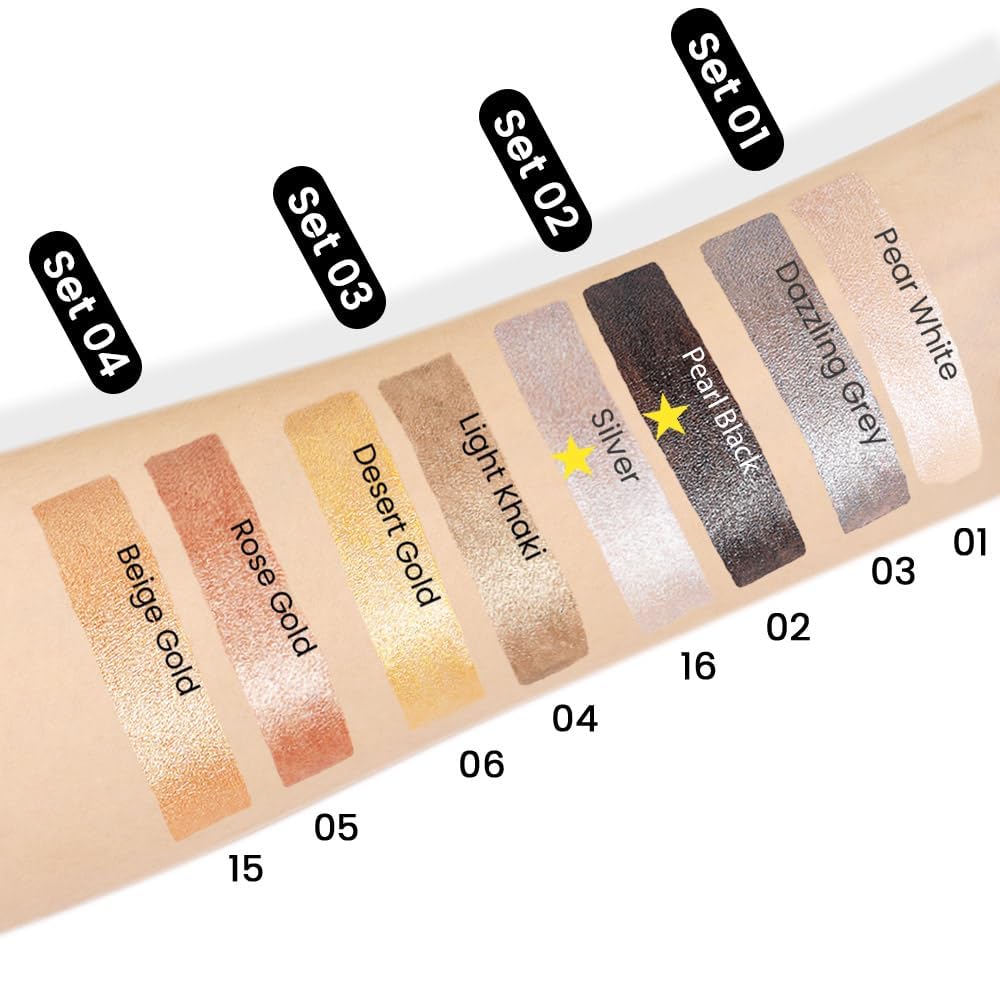 evpct 2Pcs Cream Eyeshadow Sticks Set for Eyes Dazzling Grey & Silver Shimmer Eye Crayon Shadow Brightener Stick Pencil Pen Bulk sombras en crema para ojos 02+16