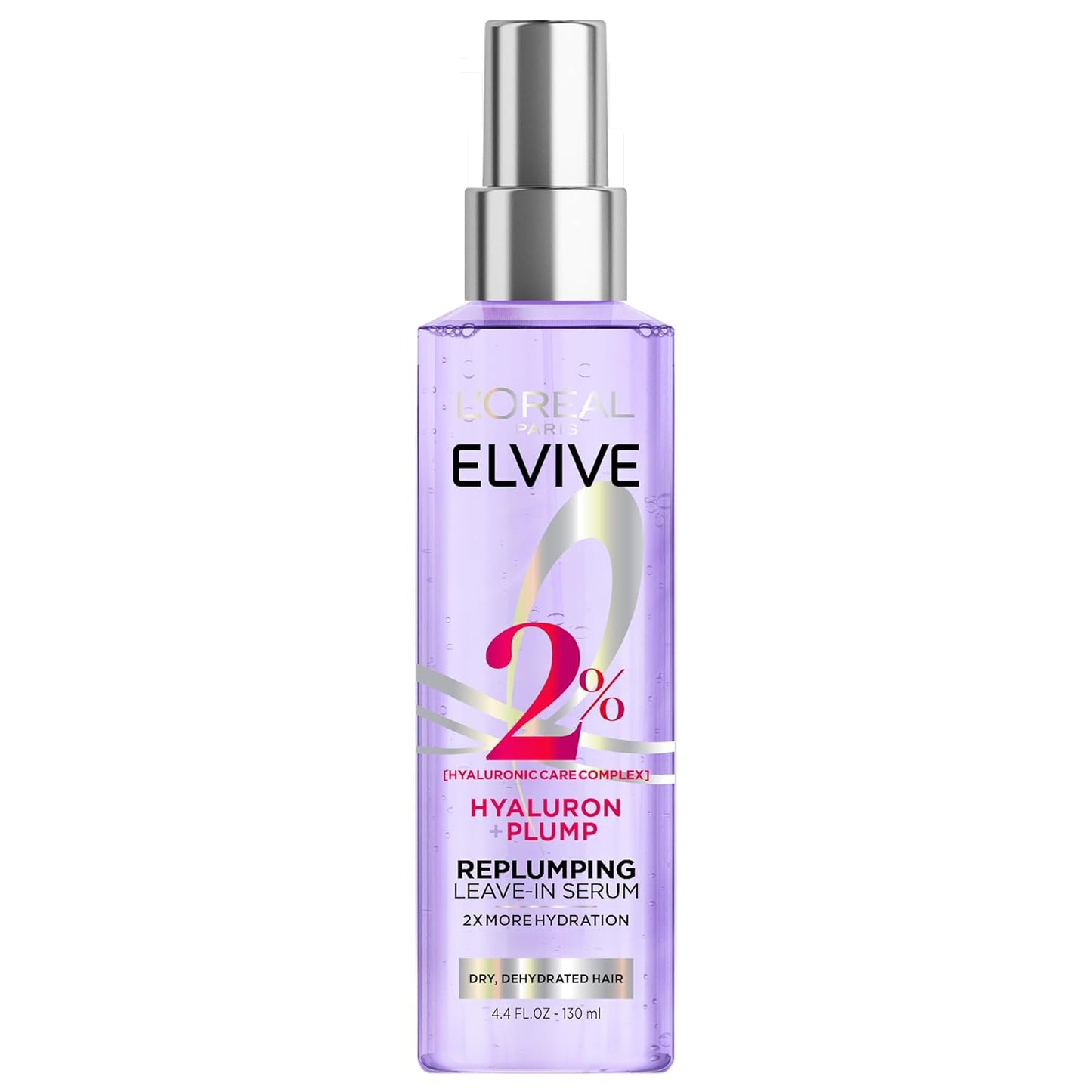 L'Oreal Paris Elvive Hyaluron Plump Moisture Plump Hair Serum for Dehydrated, Dry Hair with Hyaluronic Acid Care Complex, Paraben-Free, 4.4 Fl Oz