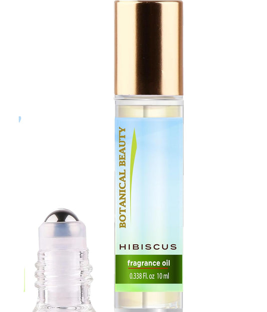 Botanical Beauty HIBISCUS FRAGRANCE OIL ROLL-ON 0.338 FL OZ (10 ML) Rollerball Perfume, Alcohol-Free, Long Lasting