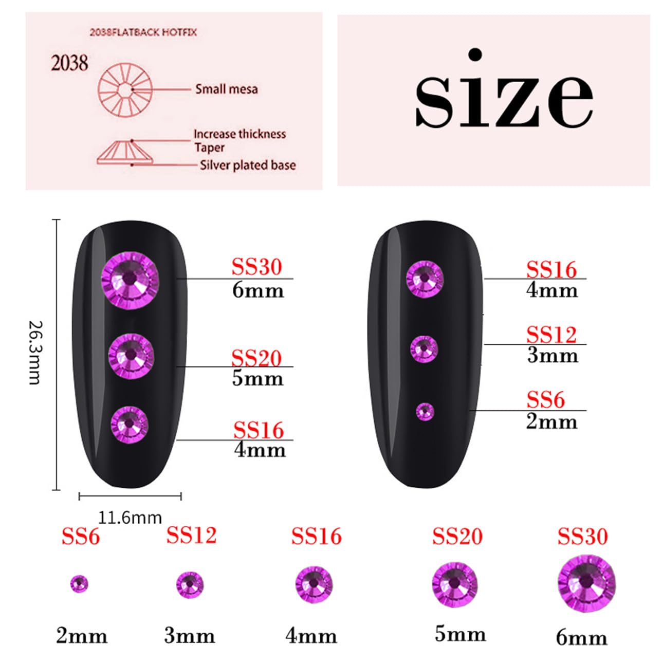 720 Pcs SS30 6mm Flatback Rhinestones for Nails Art Crafts Glitter Round Shine Gems AB Crystals DIY Clothes Shoes （Black-Bottom RoseRed AB）