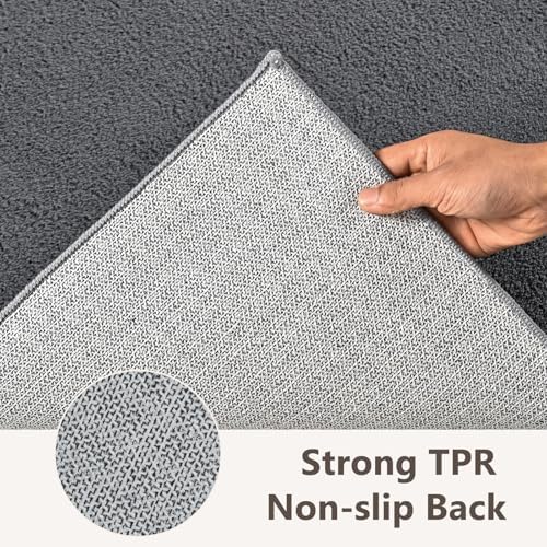 3x5 Dark Grey Solid Area Rug Washable Non-Slip Soft - Image 6