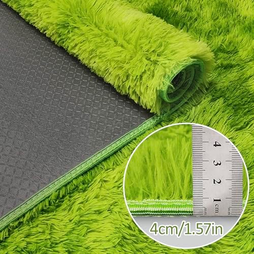 Tie-Dyed Runner Rug for Bedroom Green 2x8ft Fluffy Area Rug Bedside Runner Rug - Image 3