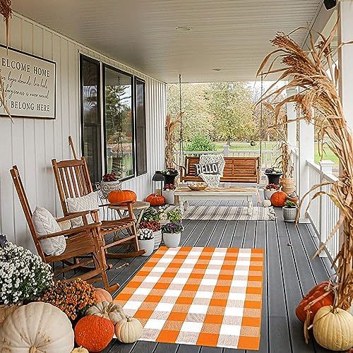 Bottalive Buffalo Plaid Outdoor Rugs, Layering Rug - Image 3