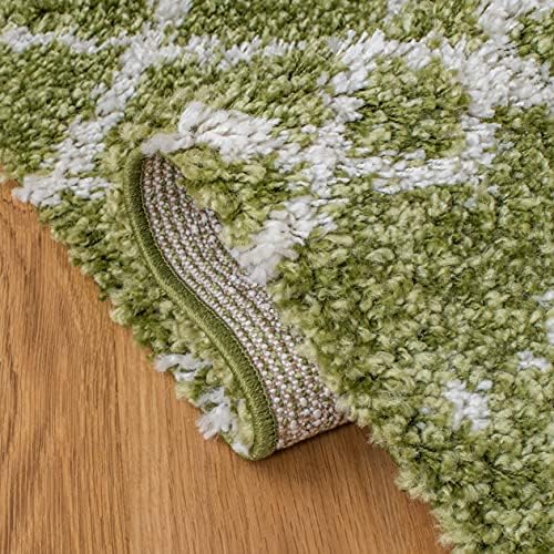 SAFAVIEH Arizona Shag Round Rug 6'7", Soft Plush Boho Green & Ivory ASG741X - Image 6