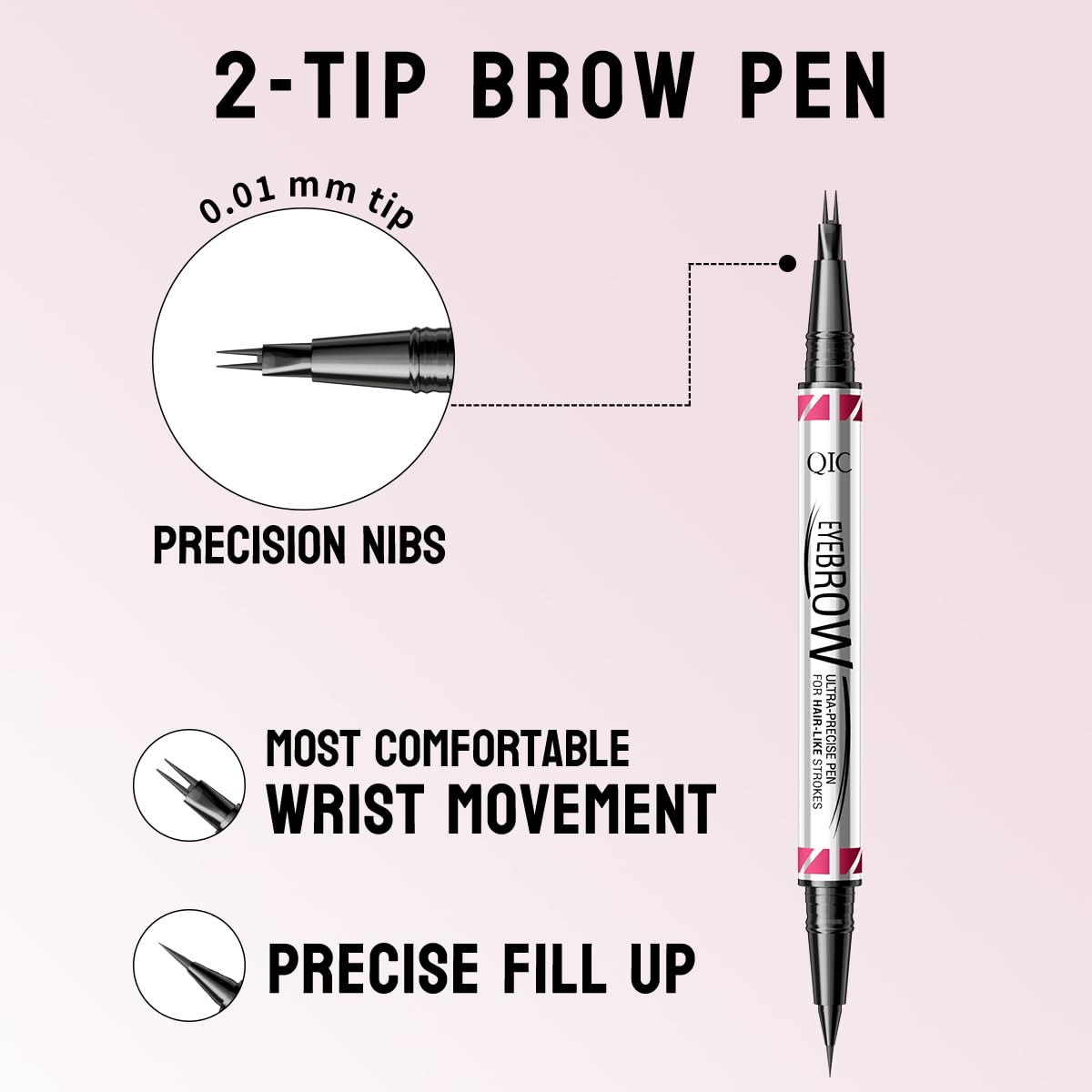 2 Pack Microblading Eyebrow Pencils for Women,2-in-1 Dual-Ended Eye Brow Pen with 2-Fork-Tip and Precise Brush-Tip, Waterproof Long Lasting Eyebrow Pen for Natural Hair-Like Brows(Brown*2)