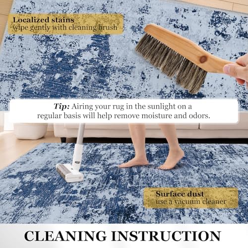 Vamcheer Modern Area Rug for Living Room 6x9, 10mm Thick Sponge Dark Blue - Image 7