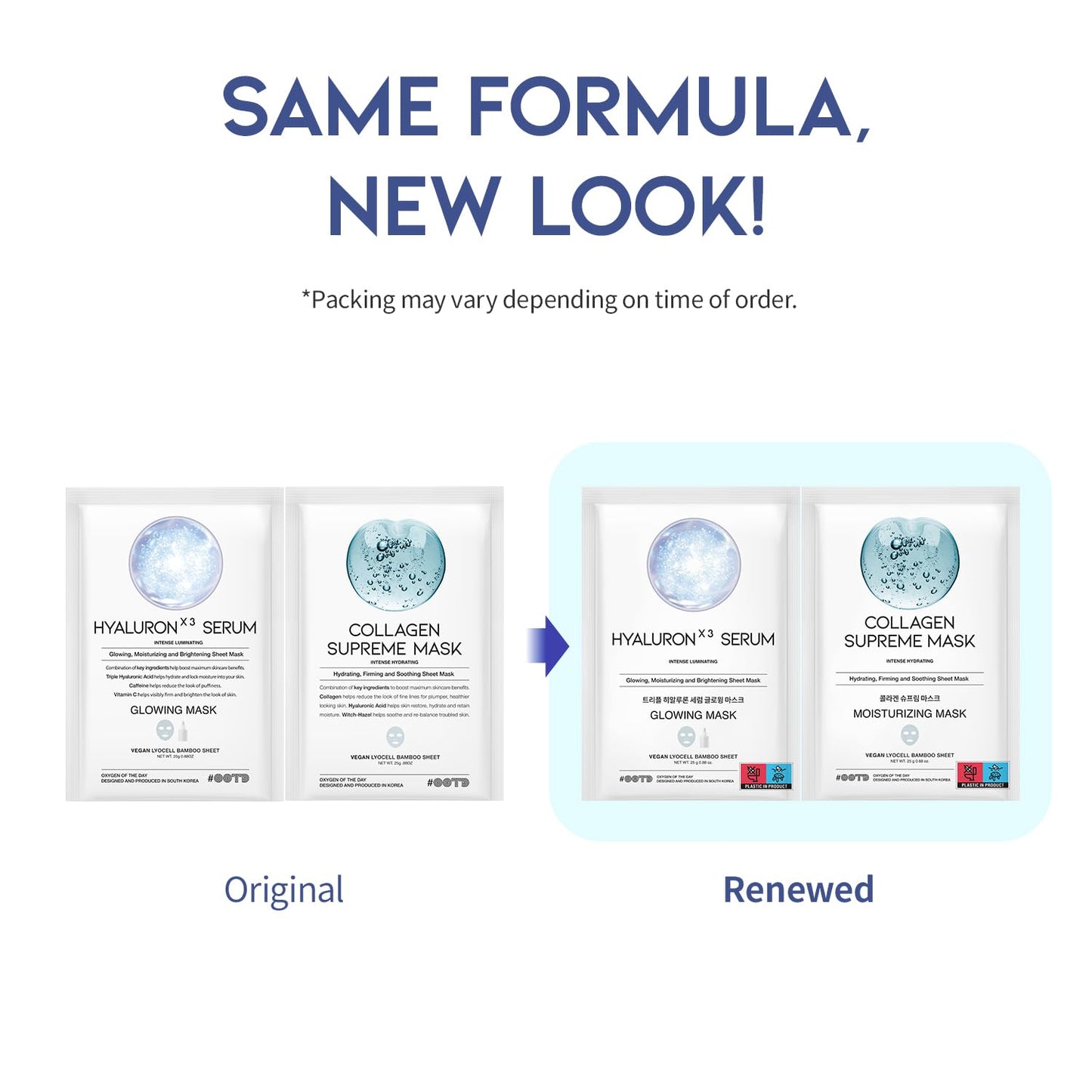 50Combo Korean Face Sheet Mask Gift Pack, Hydrating, Calming, Brightening, Smooting, Rejuvenating, EVE Vegan, Cica, Hyaluron, Retinol, Ceramide, Collagen