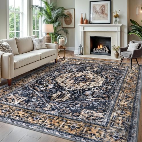 KOZYFLY Boho Area Rug 8x10 Ft Thin Rugs by KOZYFLY