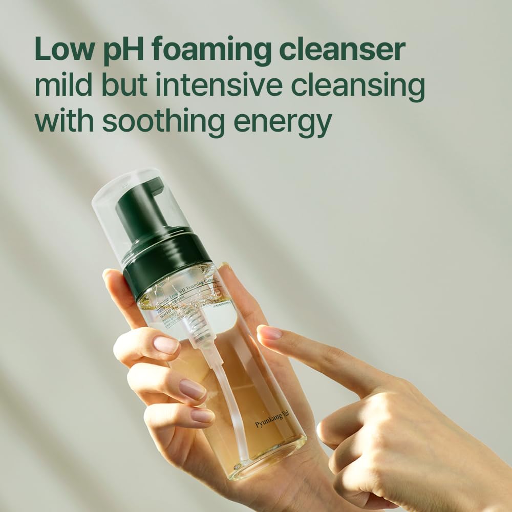 Pyunkang Yul PKY Calming Low pH Foaming Cleanser | Daily Face Wash & Makeup Remover with Tea Tree, Centella Asiatica, 5 Hyaluronic Acids that Removes Dead Skin Cells, Hydrates Skin - 150ml 5.07 Fl.Oz.