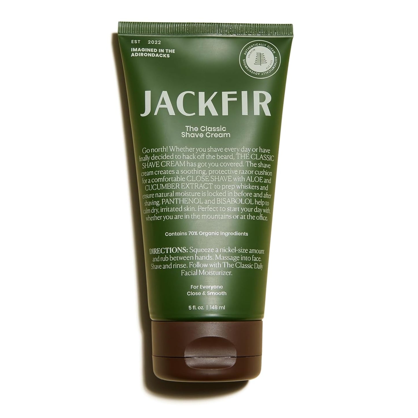 The Classic Shave Cream, Smooth Natural Shaving Cream for Men, Hydrating Aloe & Cucumber Extract - Helps Calm Dry Irritated Skin, EWG Verified, Organic Ingredients, For All Skin Types, 5 Fl Oz