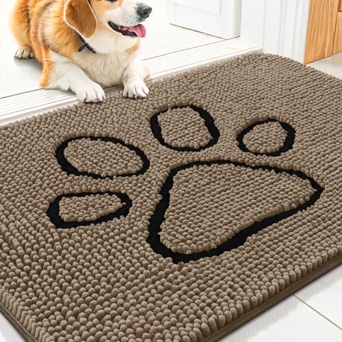 Smiry Dog Door Mat for Muddy Paws, Absorbent Non Slip Dirt Trapper by Smiry