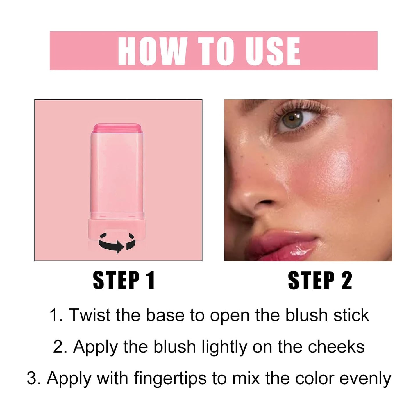 Blush Rare Beauty Liquid Blush Stick Cream Blush Natural Waterproof Long Lasting Powder Blusher,On The Go Blush Brushes For Makeup Cheeks,Suitable For All Skin Types (pink)