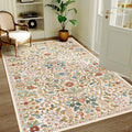 4x6 Floral Area Rug Soft Low Pile Boho Carpet by NakedCloud