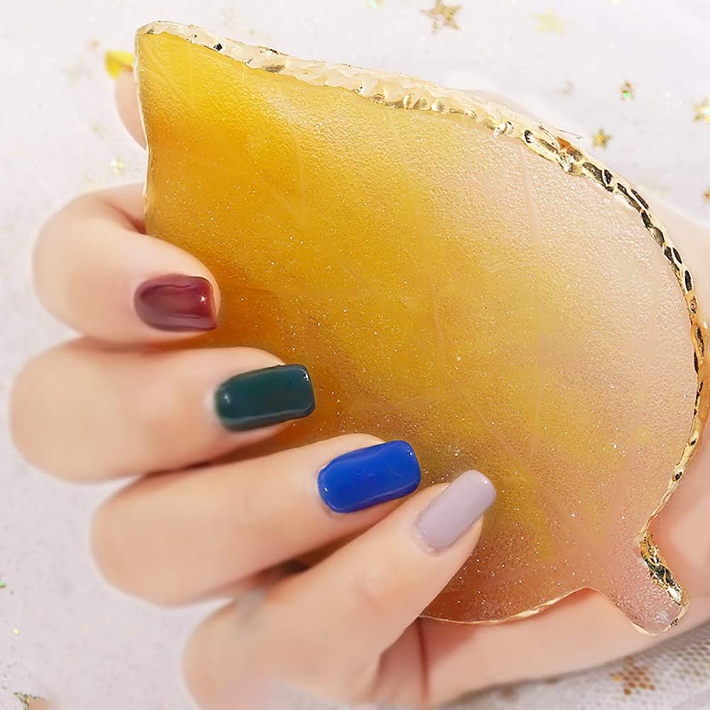 1 Pcs Leaf Resin Nail Art Palette Painting Makeup Palette Tray Cosmetic Nail Gel Polish Colors Mixing Pallet Blue