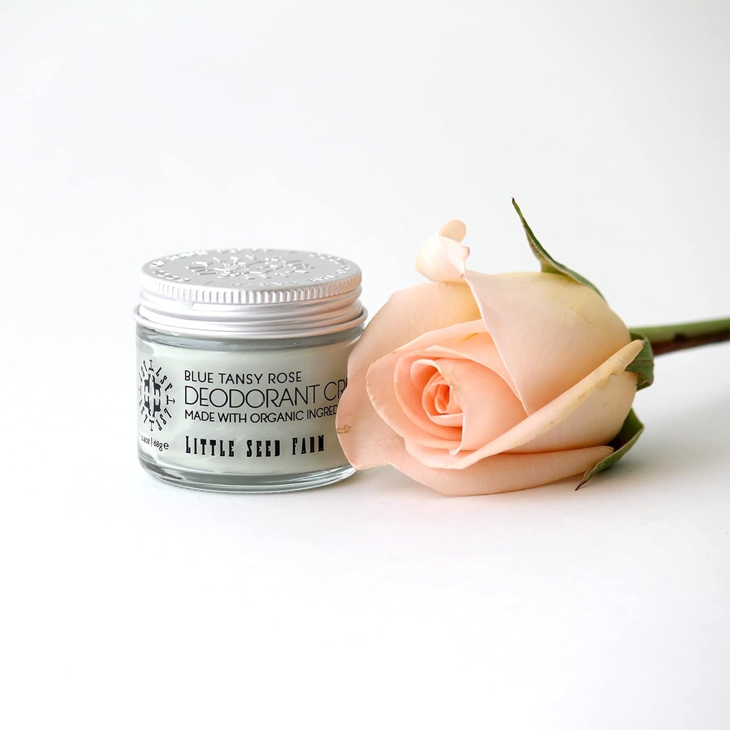 Little Seed Farm All Natural Deodorant Cream, Aluminum Free Deodorant for Women or Men - Blue Tansy Rose, Net Wt. 2.4oz | 68g