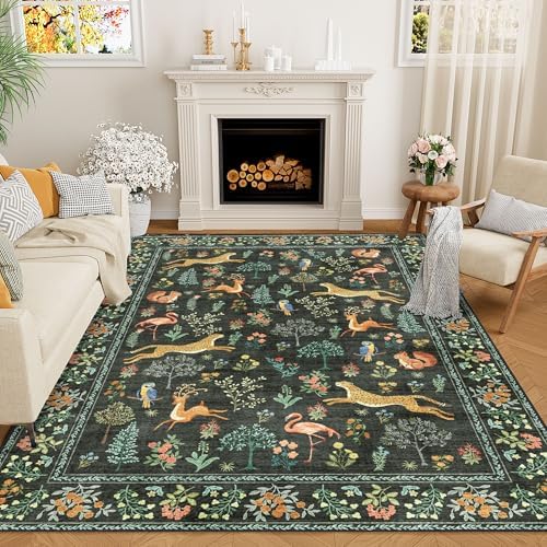 DUKINO 6x9 Area Rug, Washable Animal Living Room Rug Non Slip by DUKINO