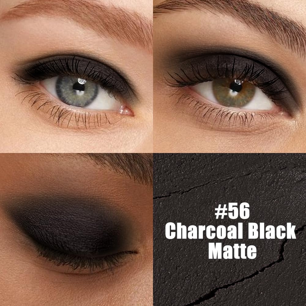 evpct Black Matte Cream Eye Shadow Sticks Brightener Pencils for Women, Long Lasting Silky Eyeshadow Applicator Stick Pen Waterproof, Blendable Crease-Proof Stick Eyeshadow Matte Black Eye Makeup 56