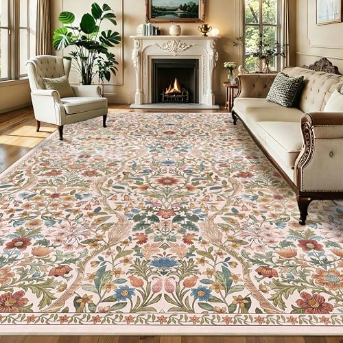 10x14 Large Area Rug Floral Botanical Boho Rug by NakedCloud