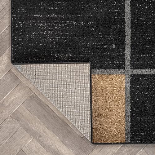 Rugshop Geometric Boxes Modern Non-Shedding Area Rug Jute 5'3" x 7'3" - Image 6