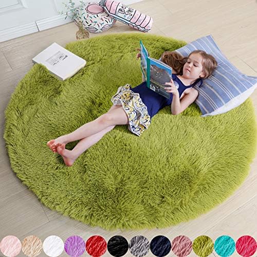 Amdrebio Grass Green Round Rug 4Ft by Amdrebio
