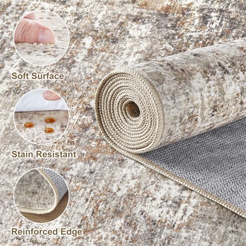 10x12 Area Rugs for Living Room Washable Abstract Rug Brown/Grey - Image 6