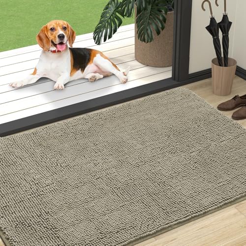 OLANLY Dog Door Mat for Muddy Paws 47x32, Super Absorbent Chenille Mud Mat by OLANLY