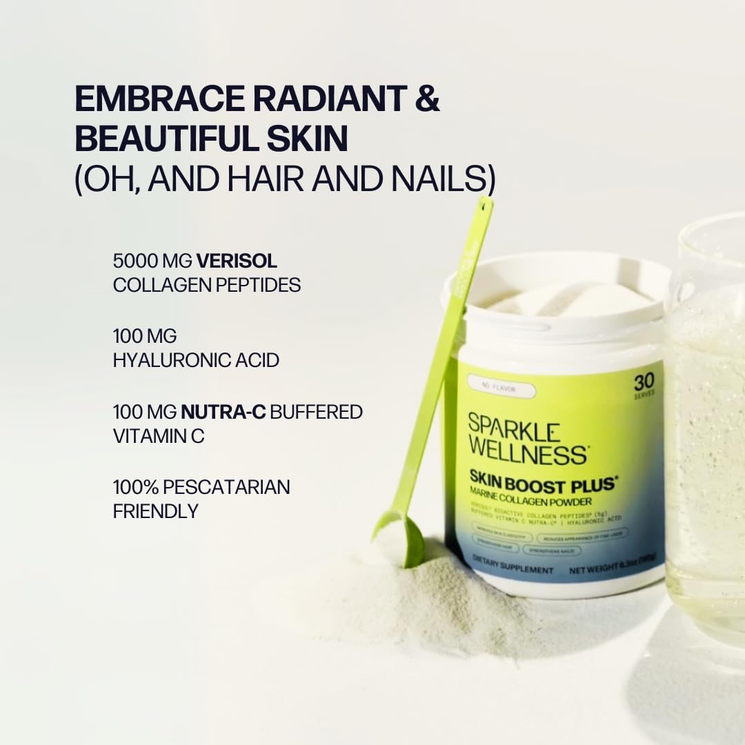 Marine Skin Boost Plus (No Flavor) [50-Serves] | Collagen Powder Supplement with Marine-derived VERISOL Bioactive Hydrolyzed Collagen Peptides, Vitamin C & Hyaluronic Acid